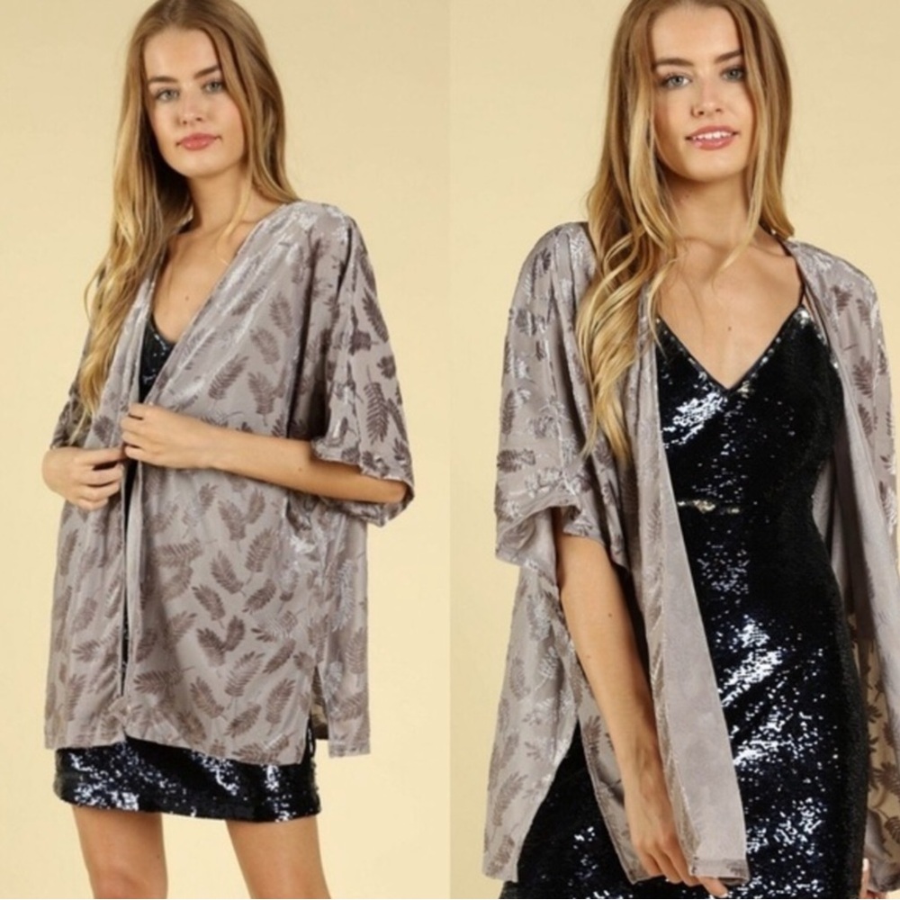 Honey Belle Velvet Leaf Kimono Cardigan